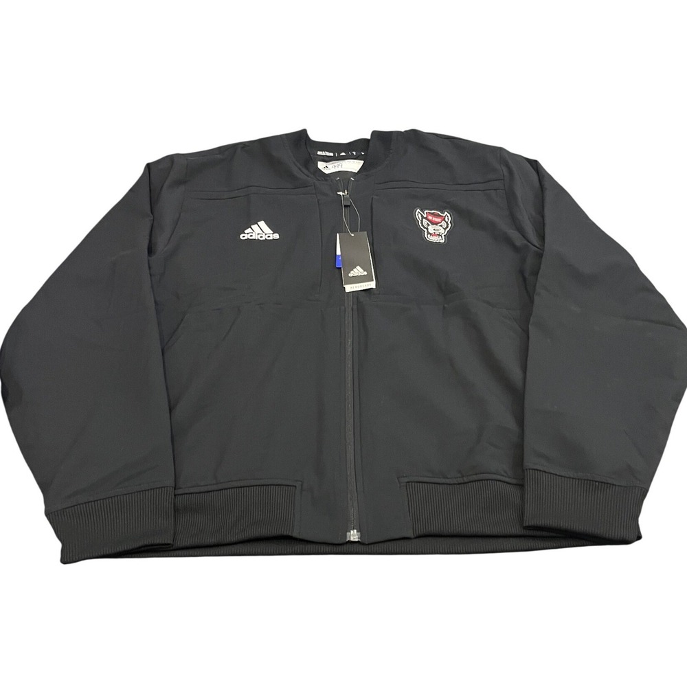 Adidas NC State Wolfpack Jacket Mens XL Black Full Zip Aeroready Sideline Bomber